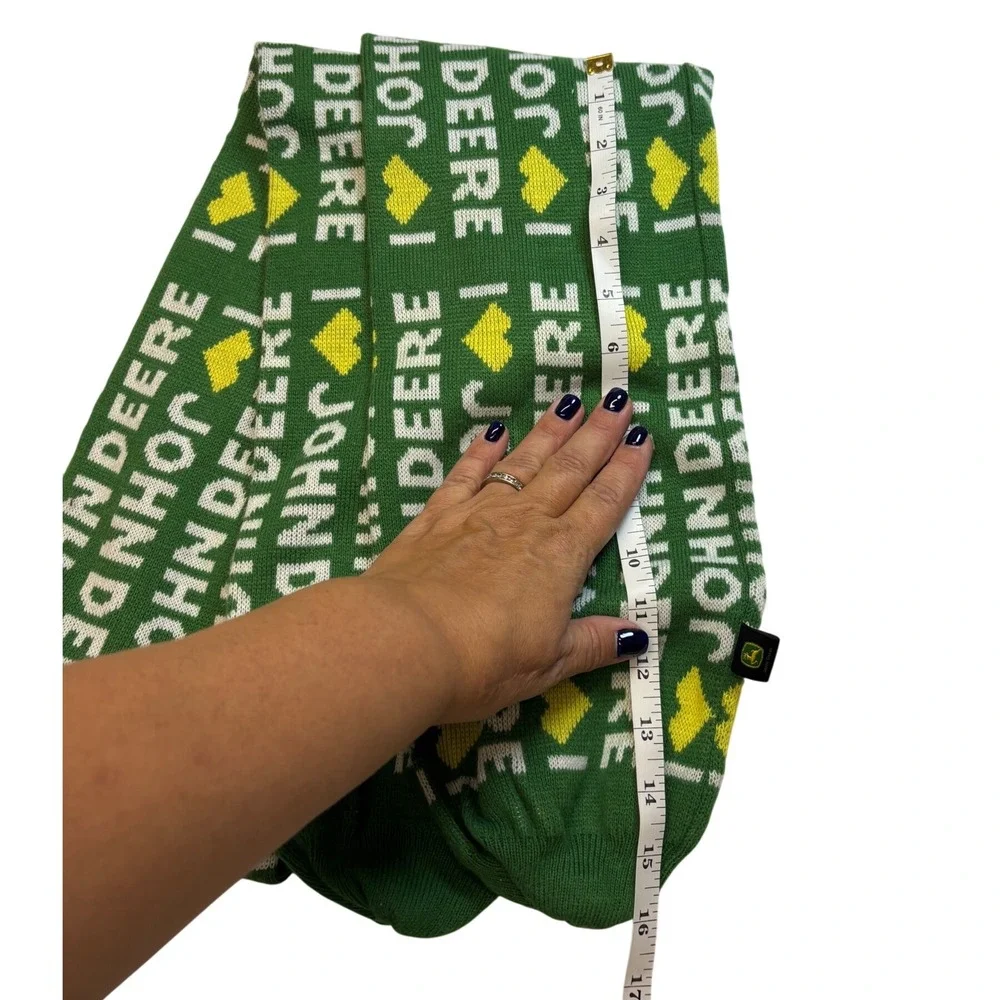 John Deere | Scarf | Green White‎ Yellow | Logo | Knit | No Pom Poms